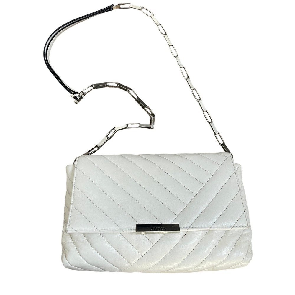 Isabel Marant‎ White Quilted Leather Shoulder Bag Chain Strap Flap Closure